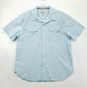 True Grit Shirt Mens Medium Aqua Blue Cotton Anchor Nautical Classic Button-Up
